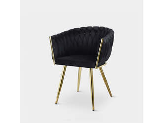 Krzesło welurowe na złotych nogach LIANA czarne