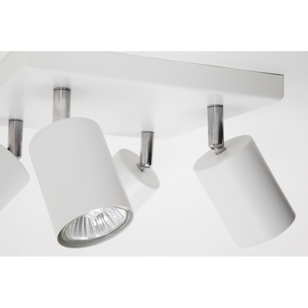 4-punktowy biały model lampy ORO GAVIA posiada oprawę dla żarówek LED typu GU10 o mocy maksymalnej 10W. Umieścisz w nim żarówki o ciepłej, zimnej lub neutralnej temperaturze barwowej.