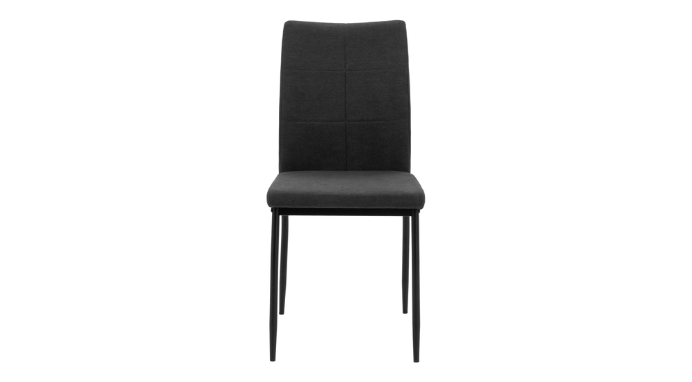 Krzesło tapicerowane czarne frontem.