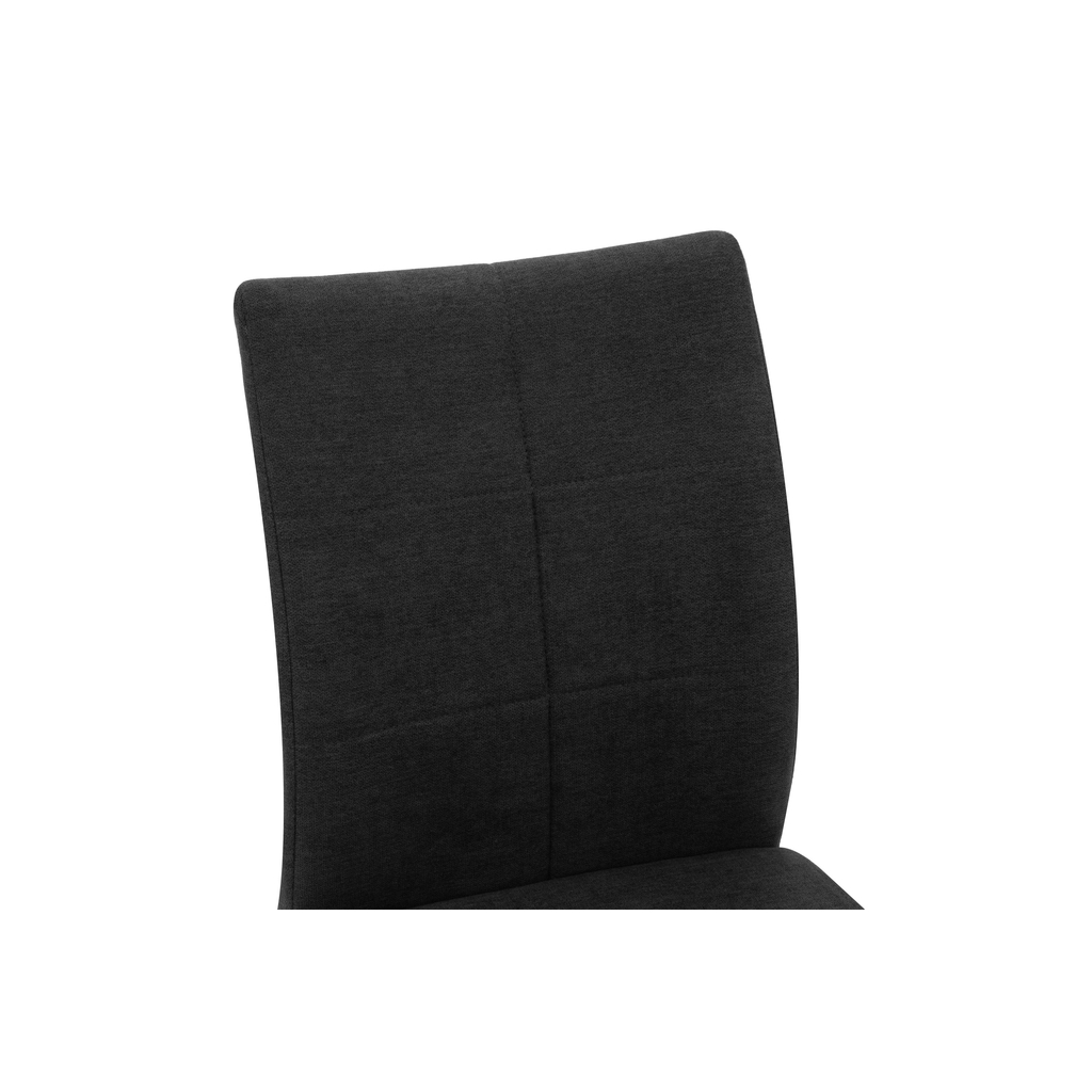 Krzesło tapicerowane czarne, zbliżenie na oparcie, geometryczne przeszycia.