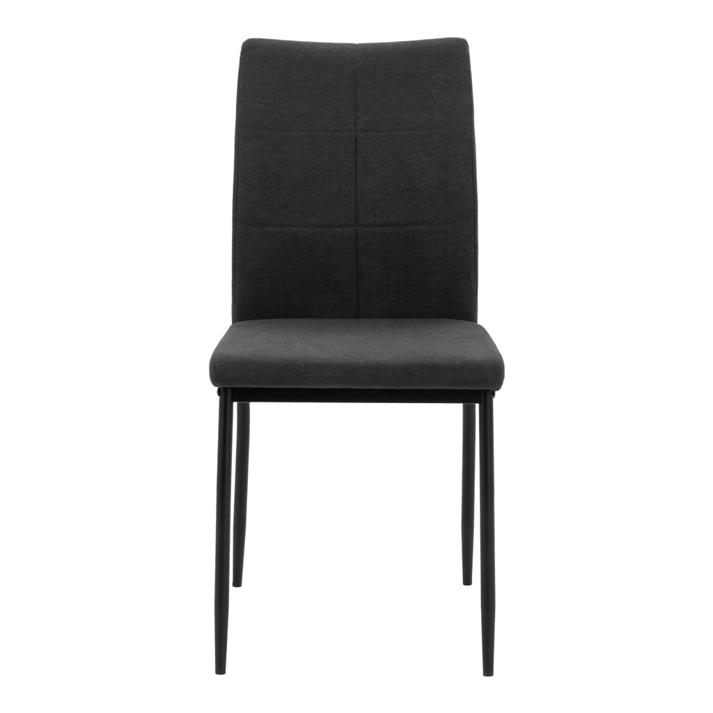Krzesło tapicerowane czarne frontem.