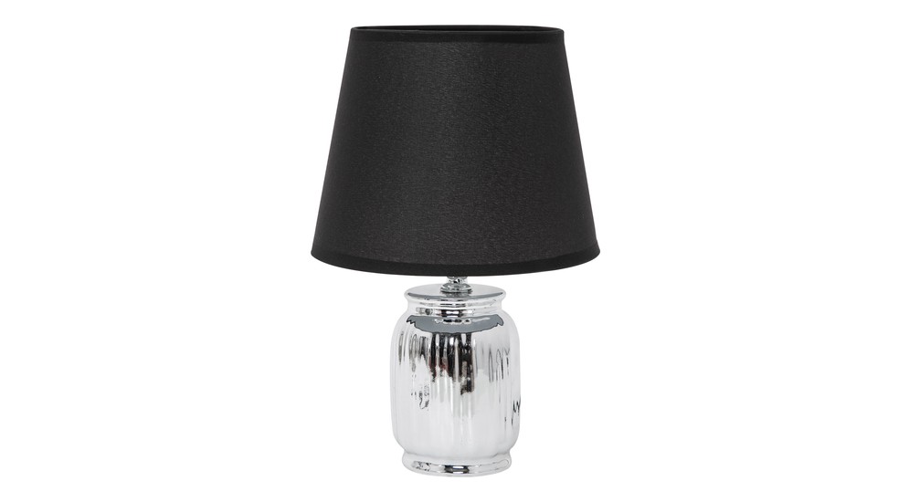 Lampa stołowa ceramiczna czarno-srebrna 26 cm