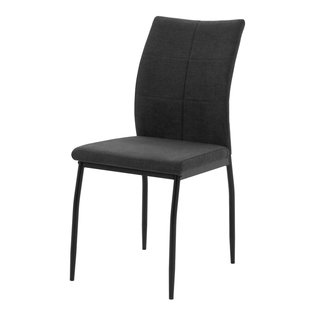 Krzesło tapicerowane czarne z miękkim siedziskiem.