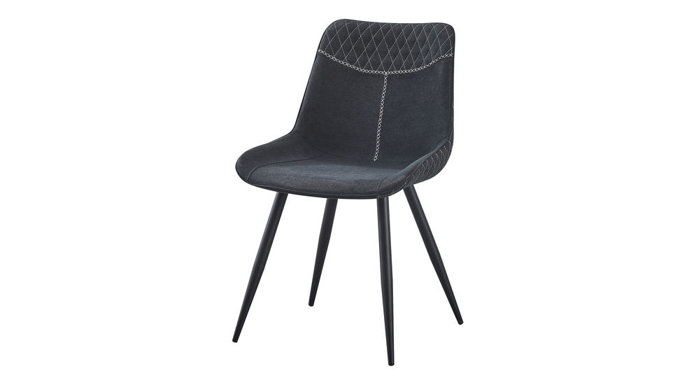Krzesło tapicerowane czarne z białymi przeszyciami