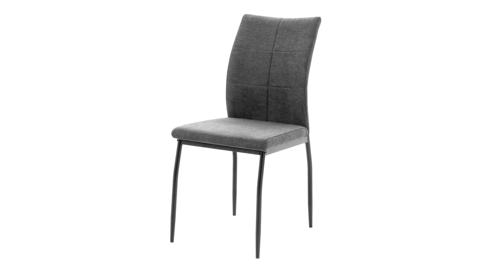 Krzesło tapicerowane szare, ujęcie 3/4.