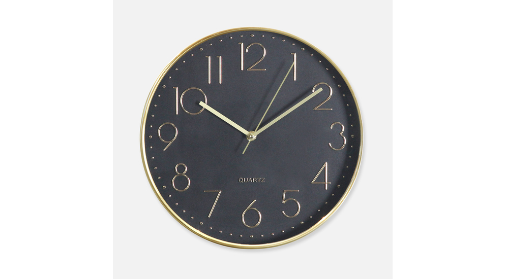 Zegar czarno-złoty 30 cm