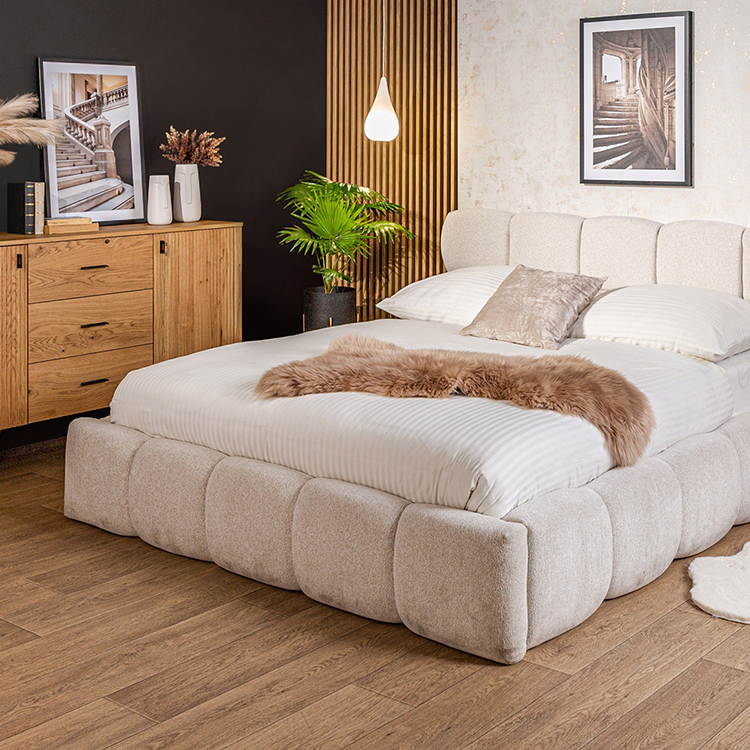 Aranżacja sypialni w stylu modern - łóżko tapicerowane