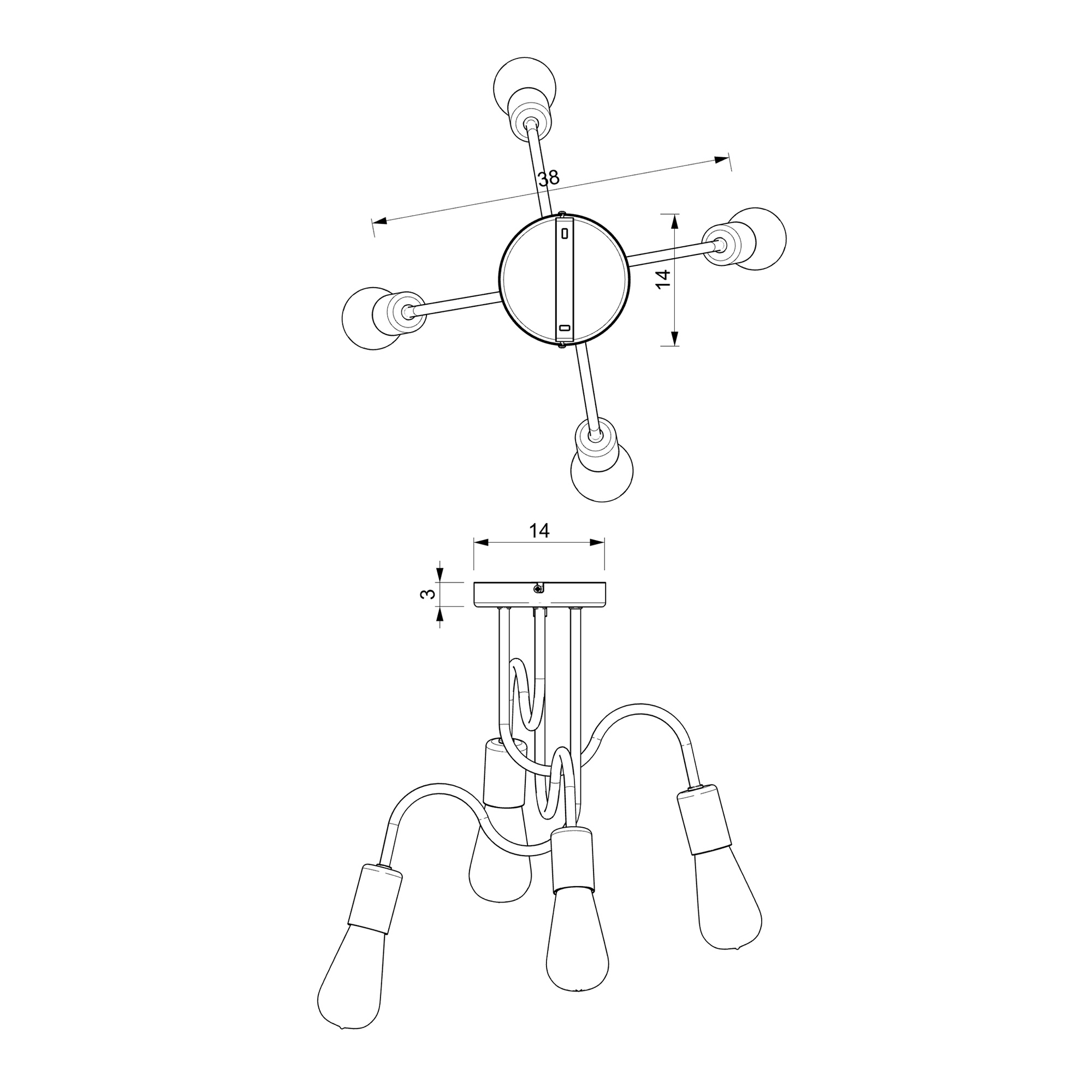 Lampa Sufitowa Loftowa Czarno Z Ota Dow Iv Agata