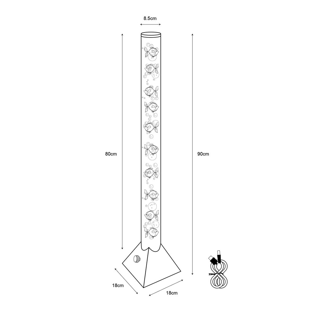 Lampa podłogowa dekoracyjna LED RGB USB srebrna AQUA 90 cm