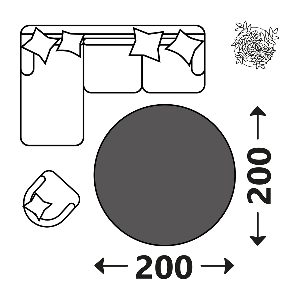 Dywan okrągły szary SHAPE 200 cm