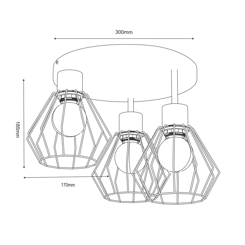 Lampa sufitowa czarno-złota PARKLA BASKET III