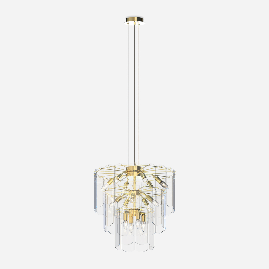 Lampa wisząca transparentne szkło złota NIRA φ56 cm