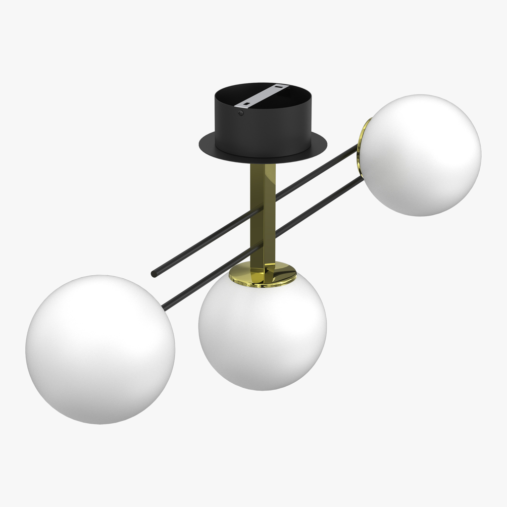 Lampa sufitowa 3 klosze kule czarno-złota SATELIT III