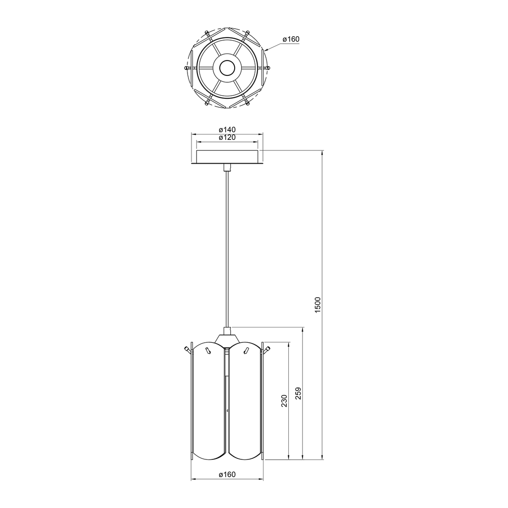 Lampa wisząca transparentne szkło złota NIRA φ16 cm