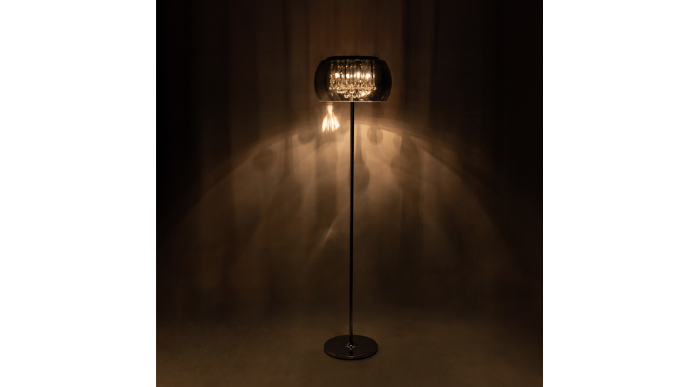 Lampa podłogowa glamour z kryształkami chromowana CRYSTAL