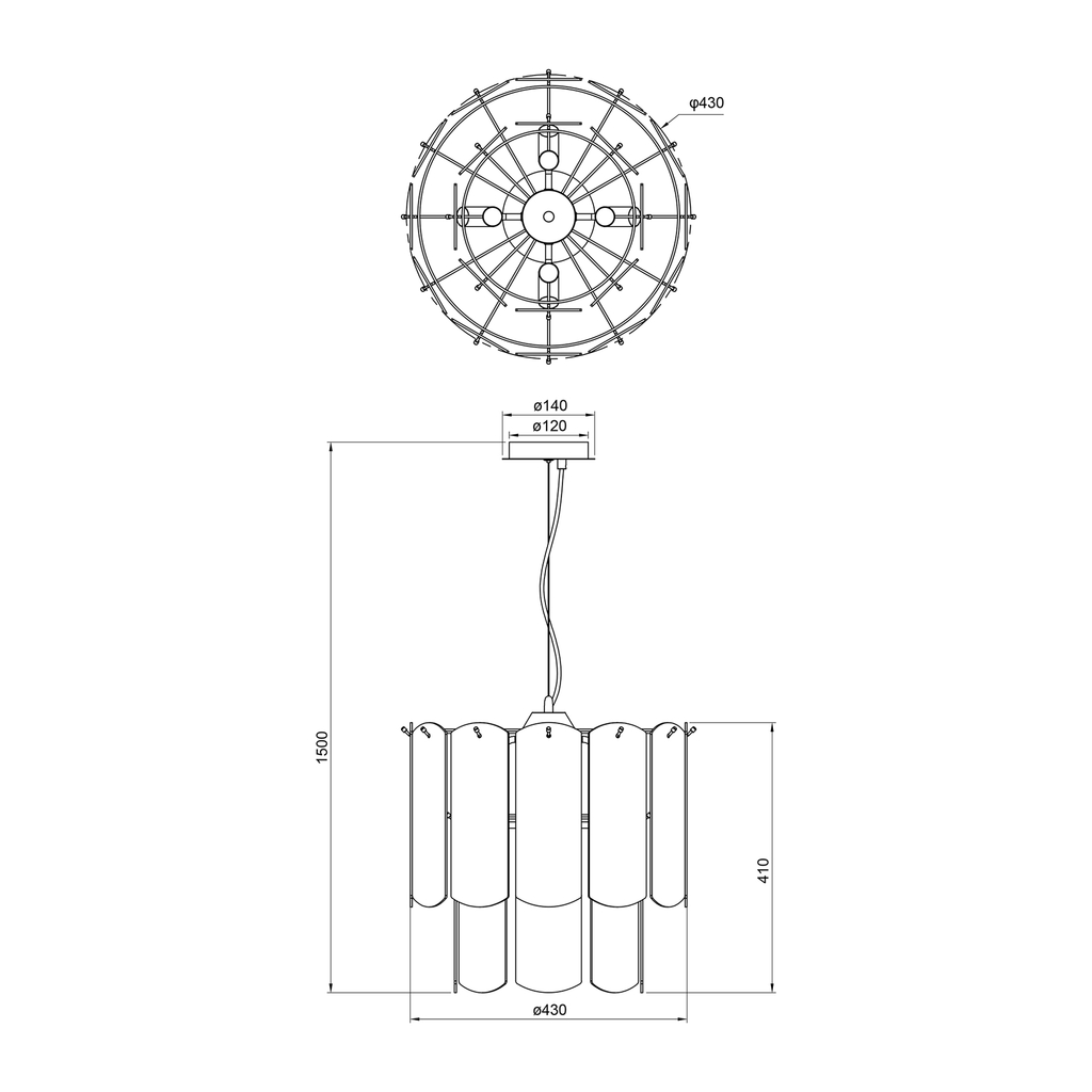 Lampa wisząca dymione szkło czarna NIRA φ43 cm