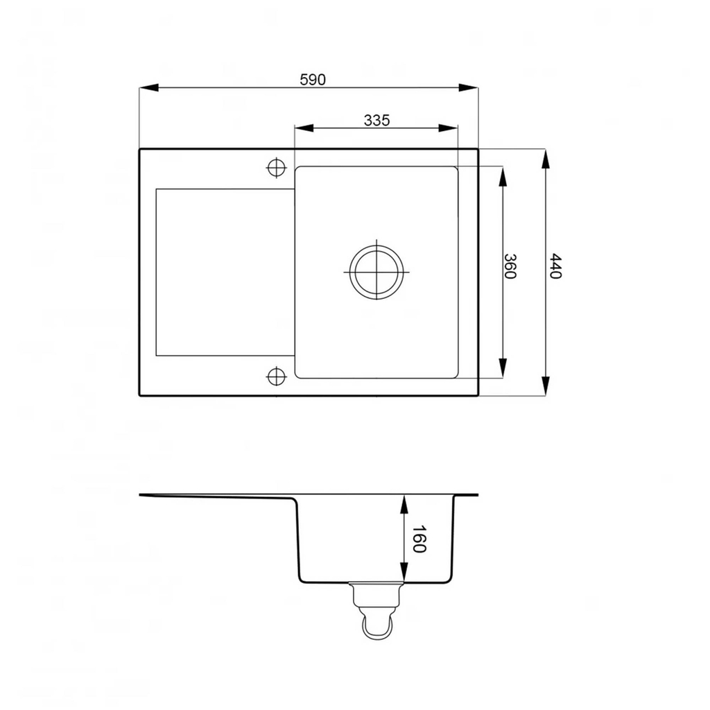 Komplet zlewozmywak granitowy czarny ALVEUS SHOT 59X44 z baterią elastyczną