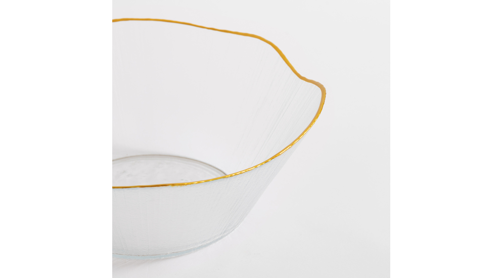 Miska szklana ze złotym rantem 28x11,5 cm