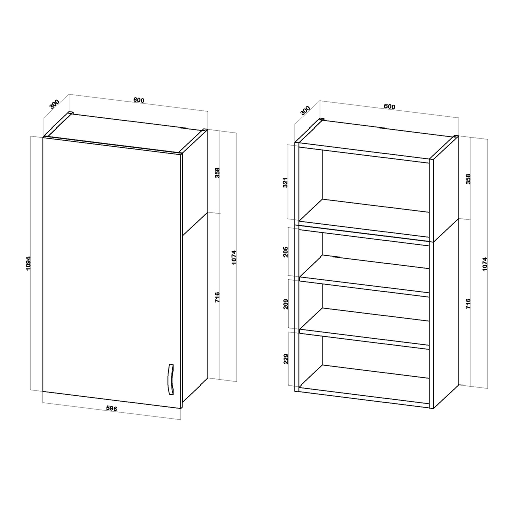 Szafka wisząca wysoka BASIC PLUS BPMI/60-1F (72+36/1F) ramka szara