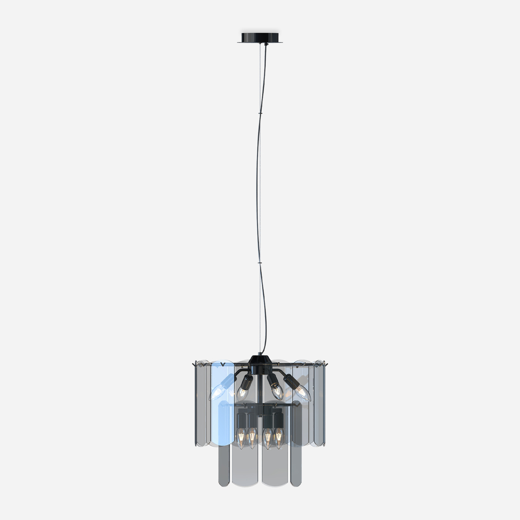 Lampa wisząca dymione szkło czarna NIRA φ43 cm