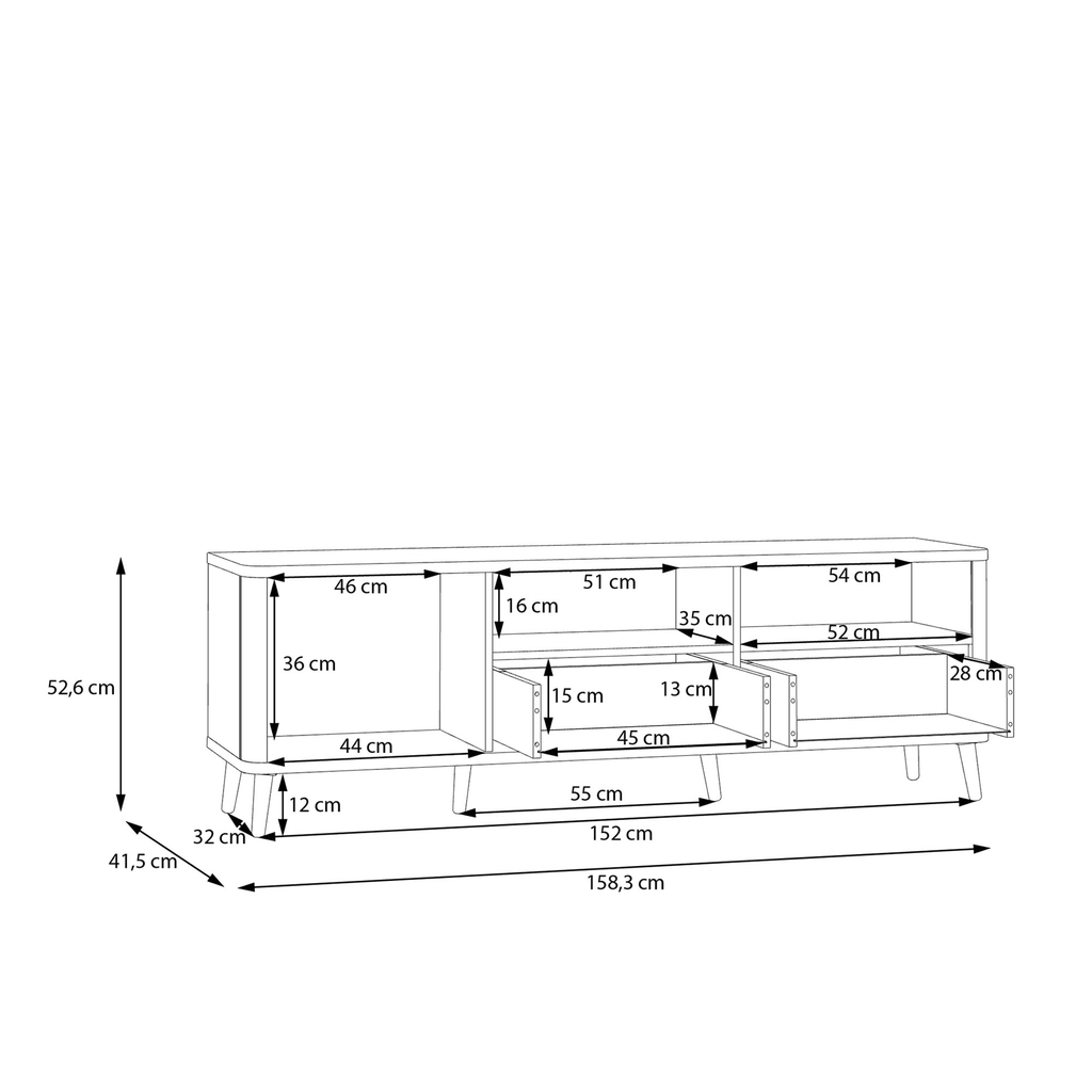 Szafka pod telewizor z ryflowaniem FIXSMILE 158.3 cm