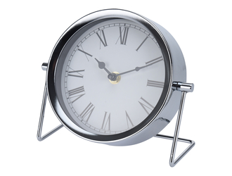 Zegar stołowy srebrny 16 cm