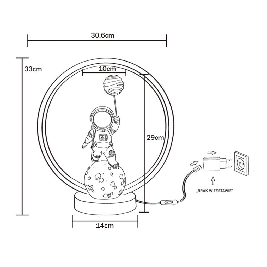 Lampa stołowa dekoracyjna LED ASTRONAUTA z balonem