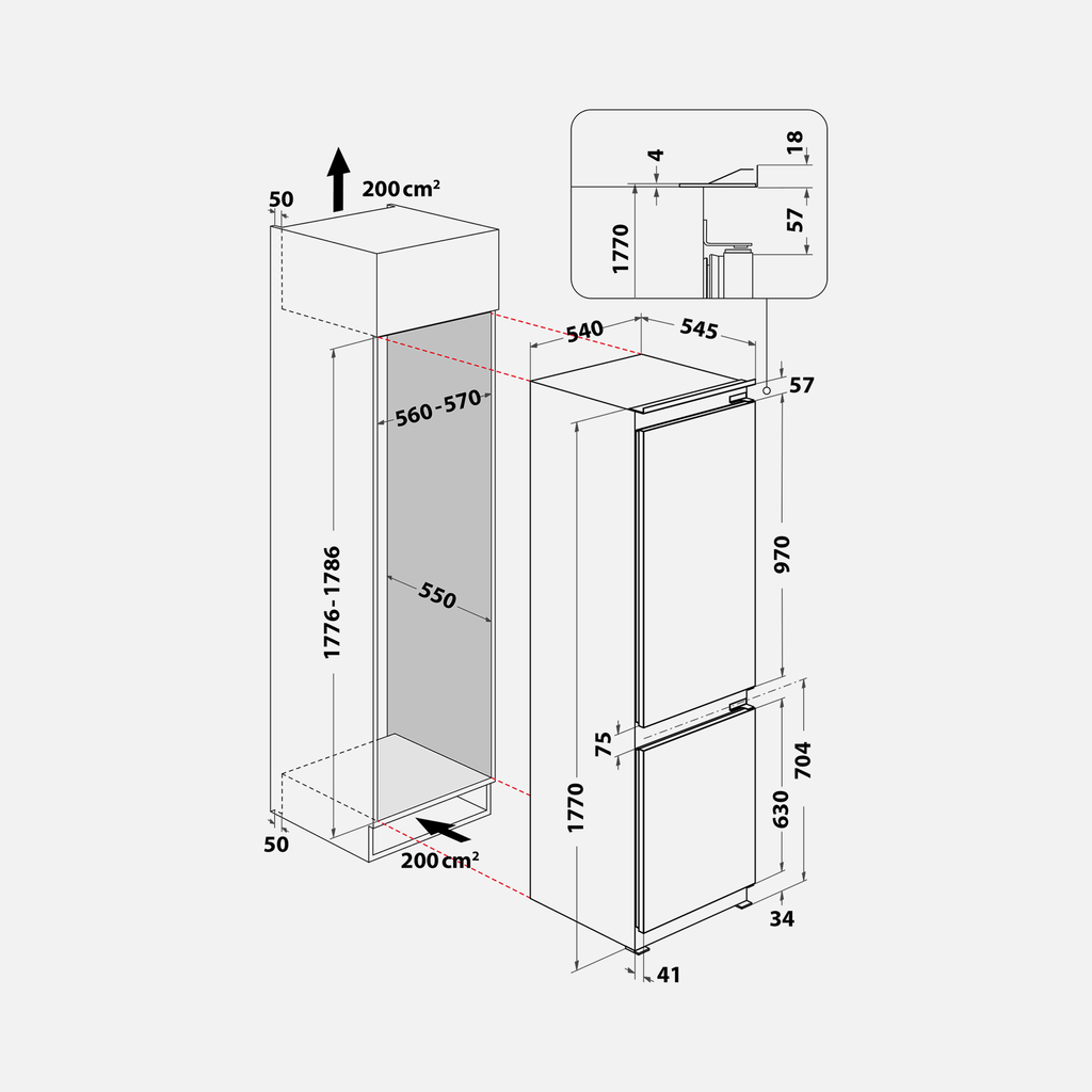 Lodówka do zabudowy z technologią 6-ty Zmysł WHIRLPOOL ART66102