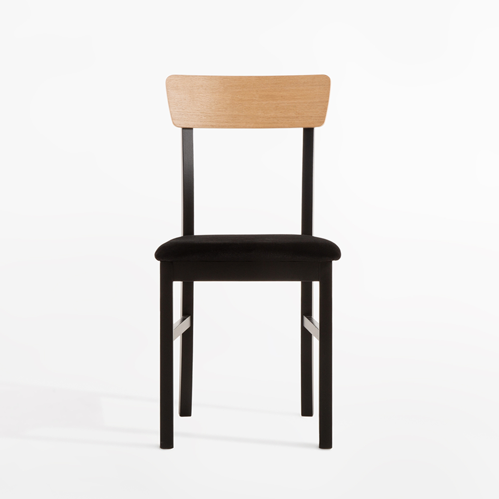 Krzesło drewniane z czarnym welurem