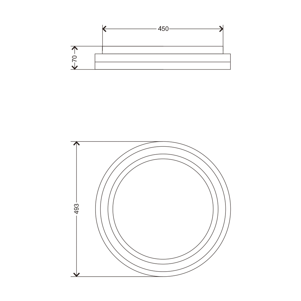 Plafon LED RGB czarny RATI z pilotem 49,3 cm