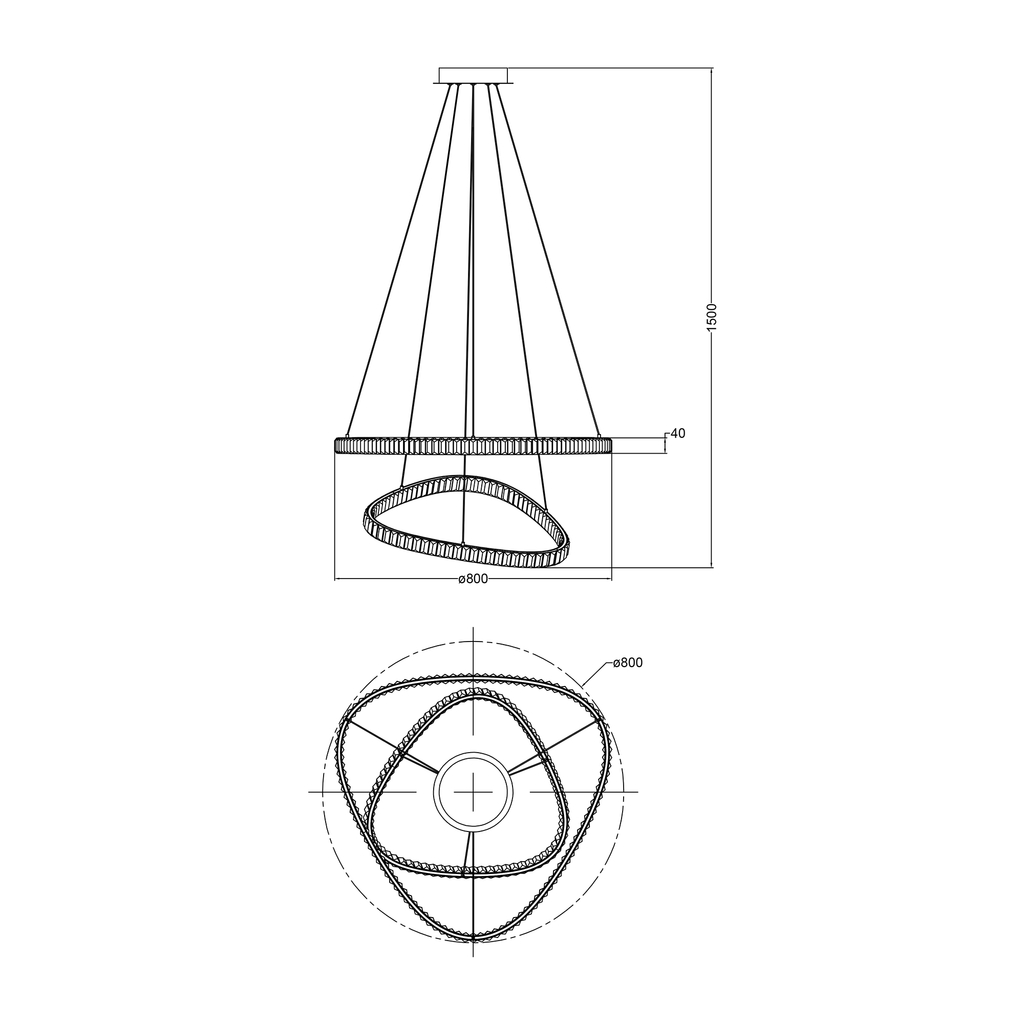 Lampa wisząca LED 2 pierścienie złota ATHESA z pilotem