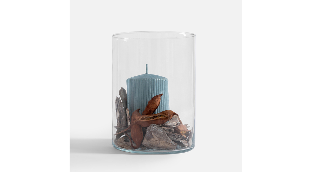Szklany wazon w kształcie cylindra 20 cm - aranżacja