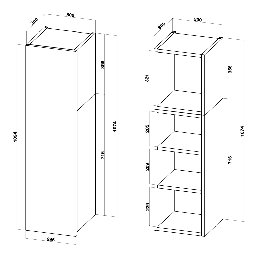 Szafka wisząca wysoka BASIC PLUS BPMI/30-1F (72+36/1F) ramka szara