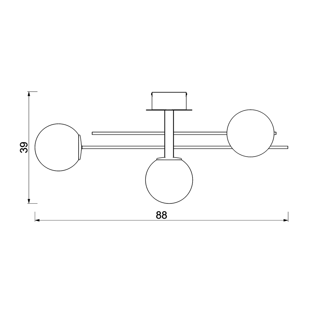 Lampa sufitowa 3 klosze kule czarno-złota SATELIT III