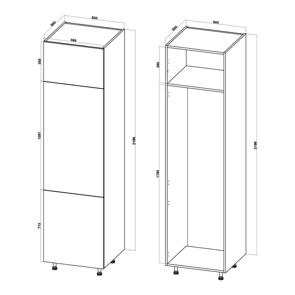 Słupek pod lodówkę wysoki BASIC PLUS BP/D60SL-220 dark rockfort hickory