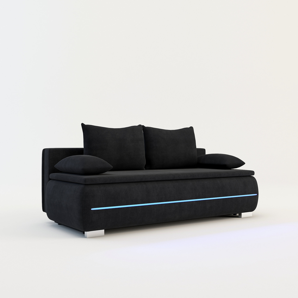 Sofa z listwą led czarna TEKLA