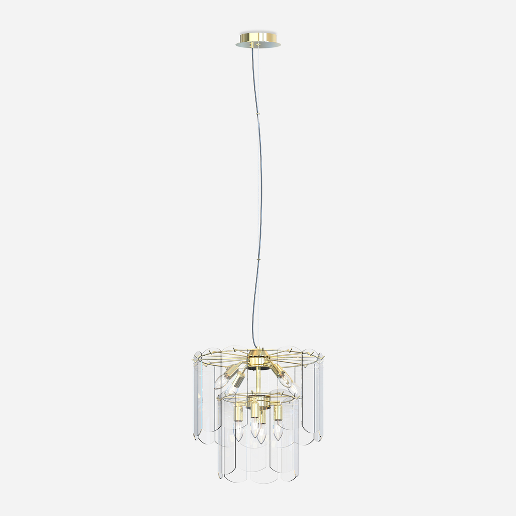 Lampa wisząca transparentne szkło złota NIRA φ43 cm