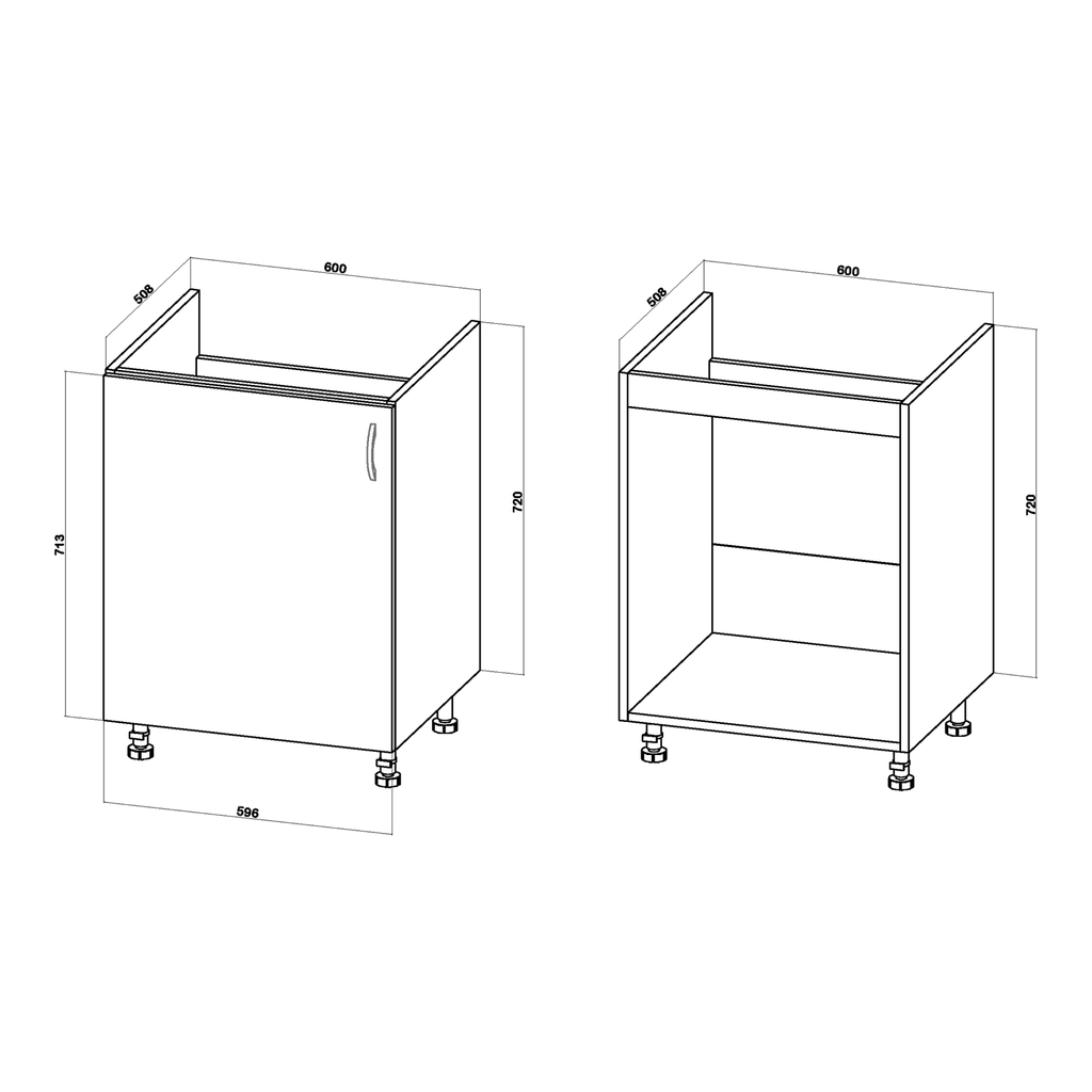 Szafka stojąca pod zlewozmywak BASIC PLUS BP/D60Z ramka szara