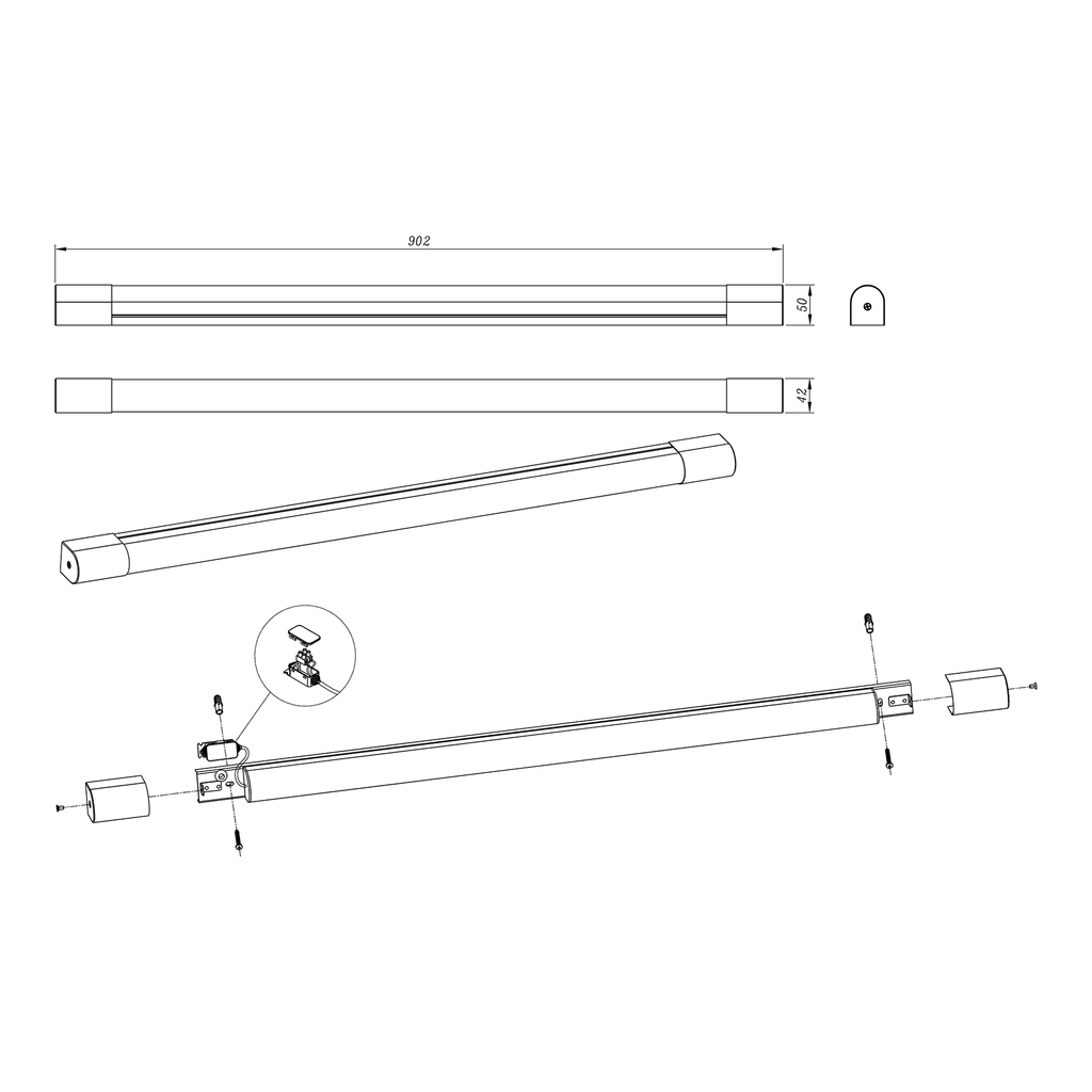 Kinkiet łazienkowy LED IP44 chrom PARKS 90,2 cm