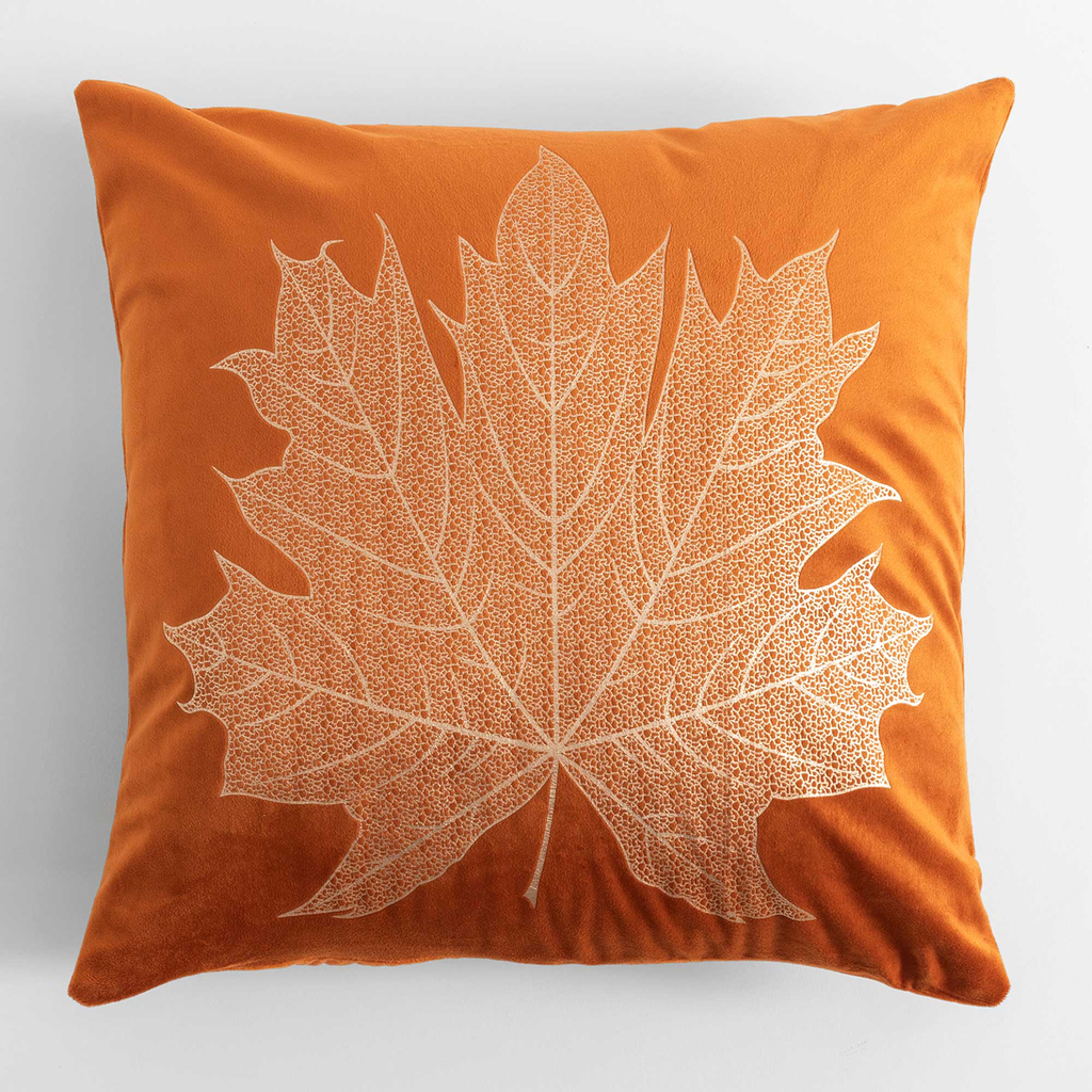 Poszewka dekoracyjna w złoty liść pomarańczowa MAPLE 45x45 cm