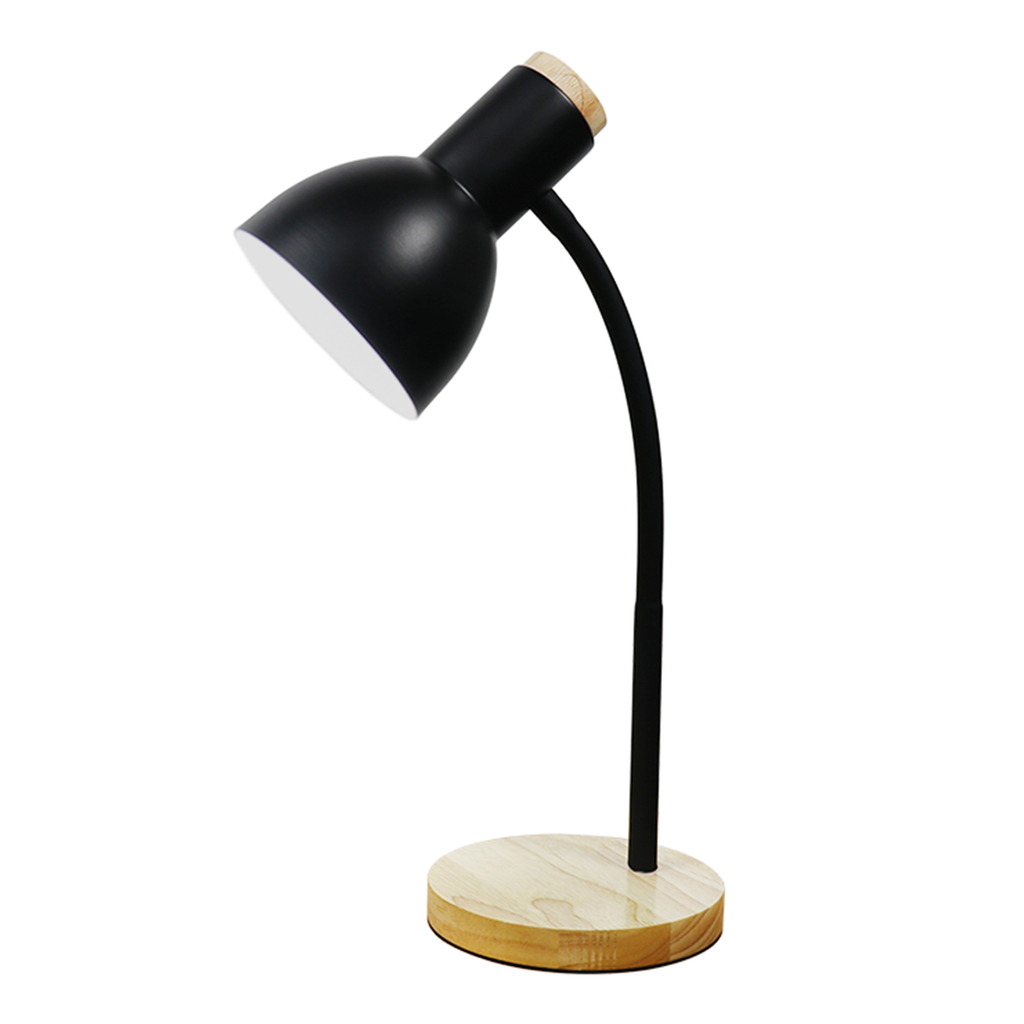 Lampa biurkowa jasne drewno czarny mat