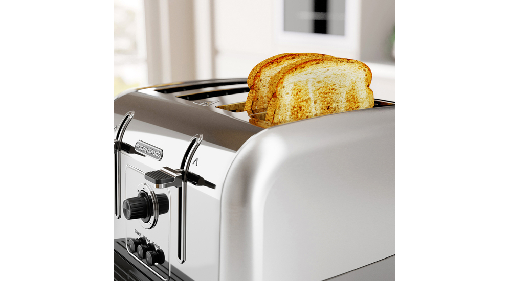 Toster VENTURE MORPHY RICHARDS umożliwia przygotowanie za jednym razem 4 równomiernie przypieczonych tostów z cienkich i grubych kromek. 