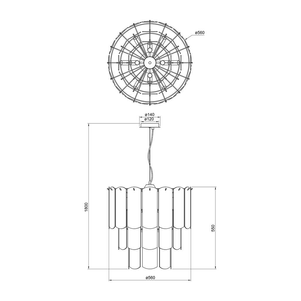 Lampa wisząca transparentne szkło złota NIRA φ56 cm