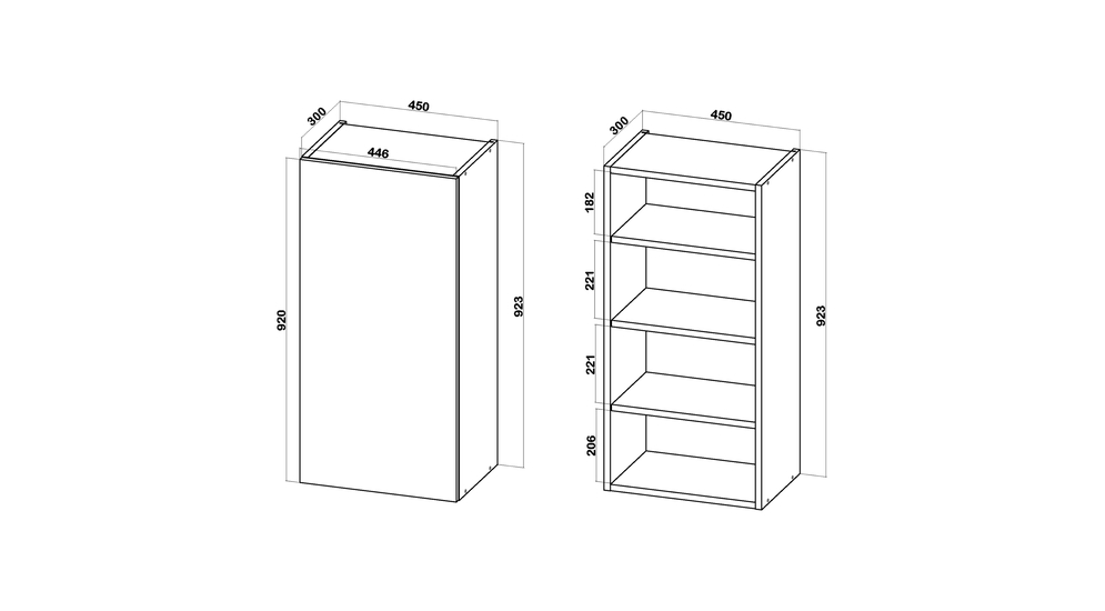 Szafka górna wysoka BASIC PLUS BP/G45-92 - wymiary.