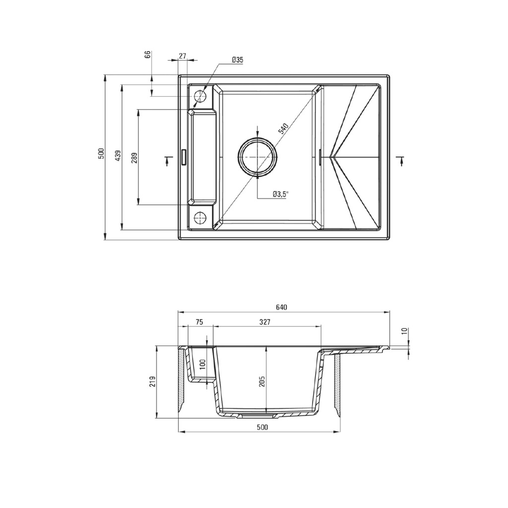 Zlewozmywak granitowy 1-komorowy MAGNETIC ZRM N11A czarny mat