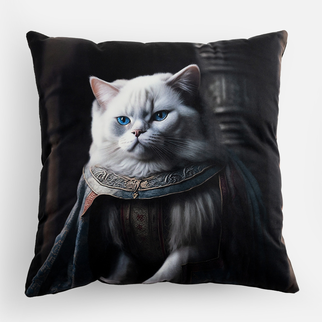 Poduszka z dekoracyjną poszewką z kotem