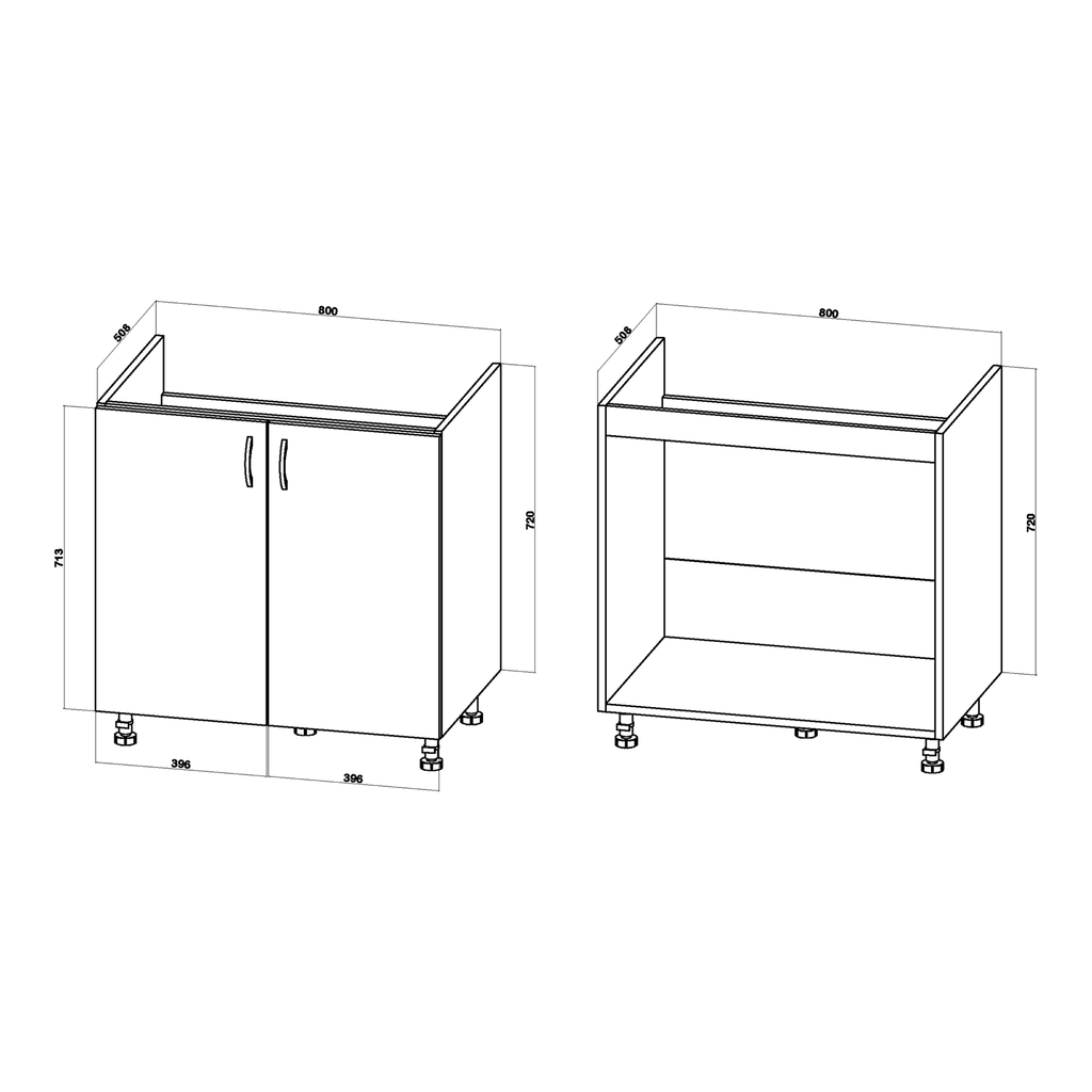 Szafka stojąca pod zlewozmywak BASIC PLUS BP/D80Z smoke green