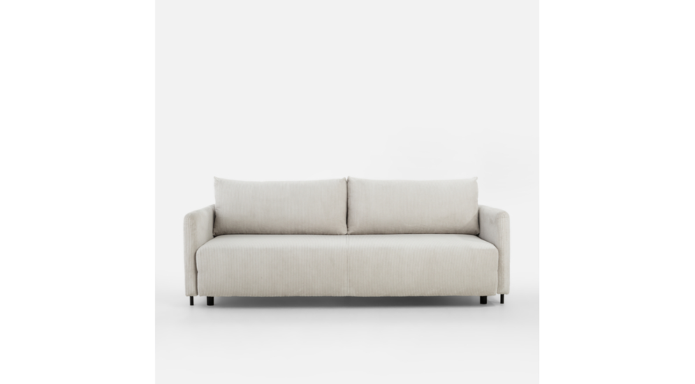 Sofa sztruksowa jasnobeżowa w minimalistycznym stylu