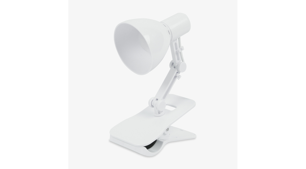 Lampa biurkowa LOPE zamiast podstawy lampa posiada klips, dzięki któremu możemy ją łatwo ustabilizować na blacie.