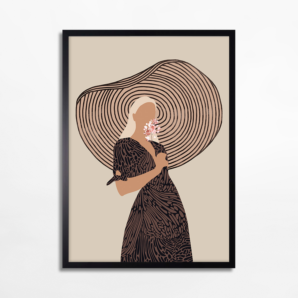 Obraz z grafiką kobiety w kapeluszu